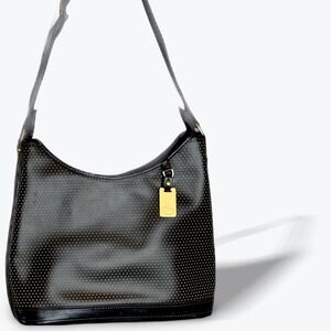 Dooney & Bourke Hobo Bag Black Leather Polkadot 11 inch Made‎ in USA Duck Logo